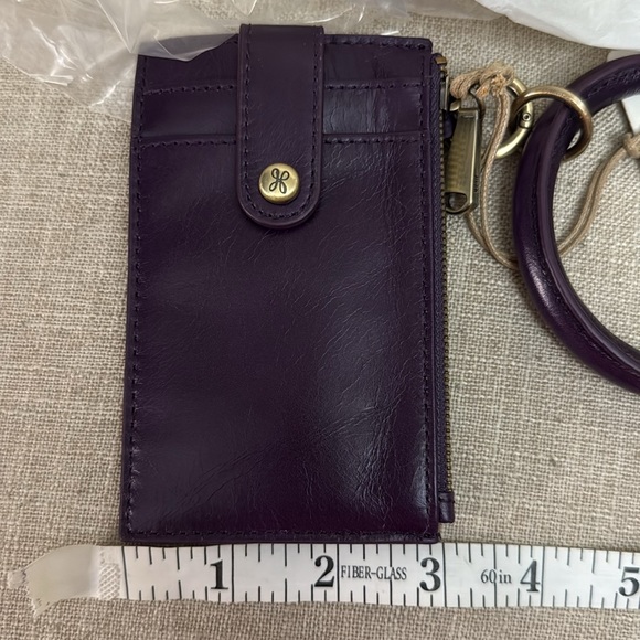 HOBO Ring Credit Card Wristlet In Polished Leather - Deep Purple - NWT - Picture 9 of 10